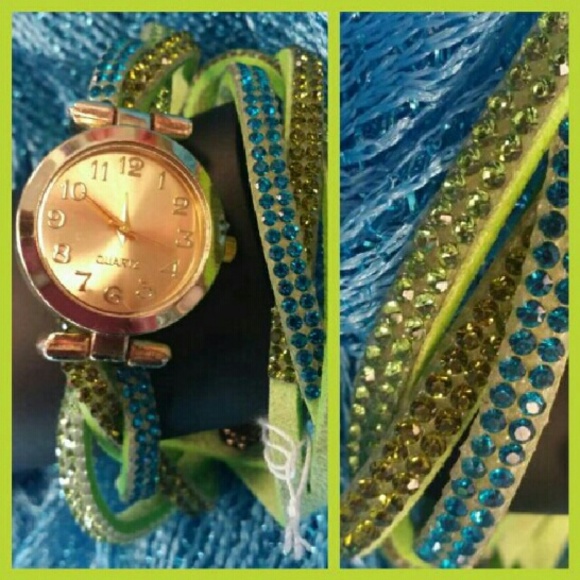 Green & Turquoise Wrap Watch