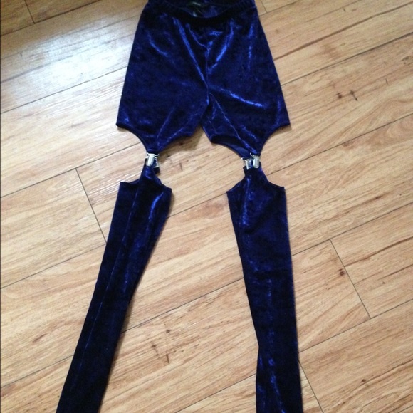 BLUE VELVET CRUSHED GARTER LEGGINGS