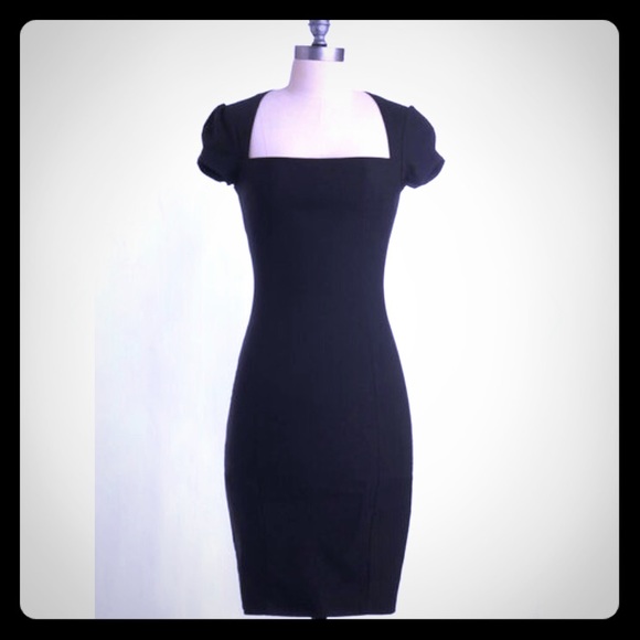 Modcloth Black Cap Sleeve Pencil Dress