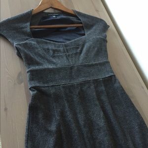 Petite size office appropriate dress in dark grey