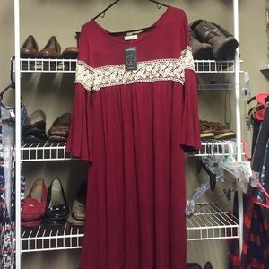 Boutique crochet burgundy dress