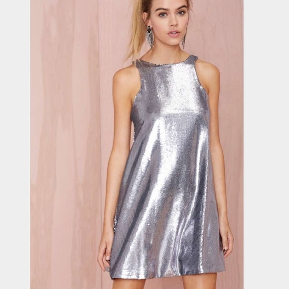 Nasty gal silver sequin shift dress