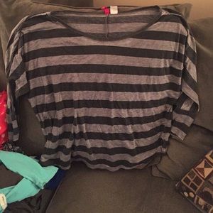 Charcoal and light grey stripe top