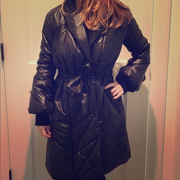 {bcbg} quilted puffer long jacket