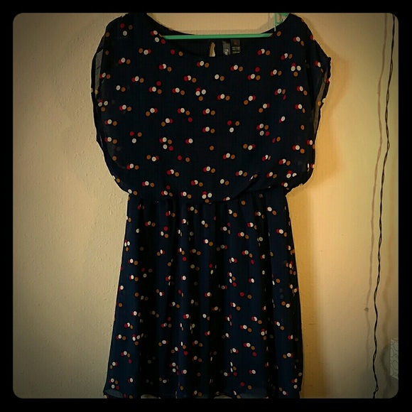 Navy blue with dots dress