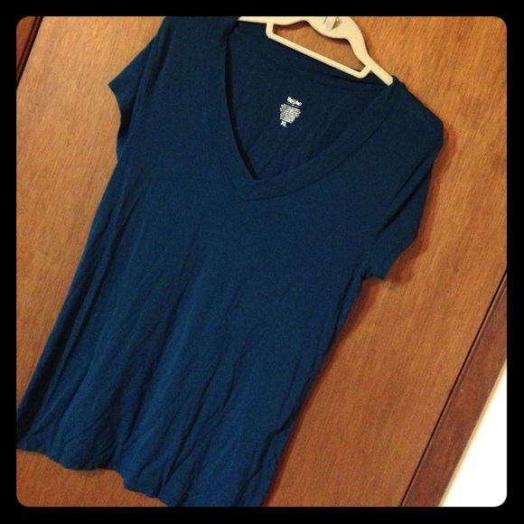 Dark Teal Simple V-Neck