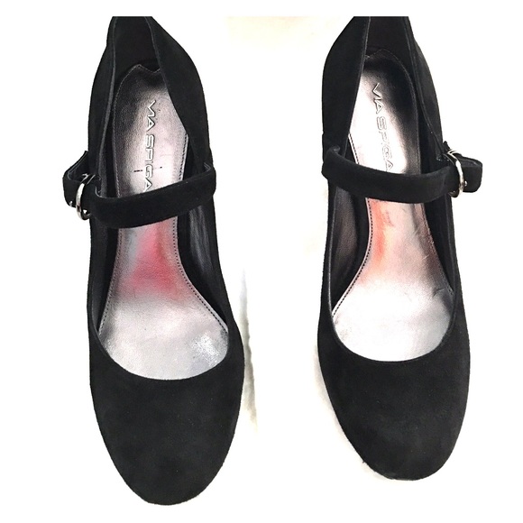 Via Spiga Black Suade Platform Pumps
