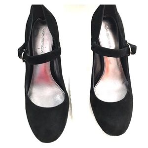 Via Spiga Black Suade Platform Pumps