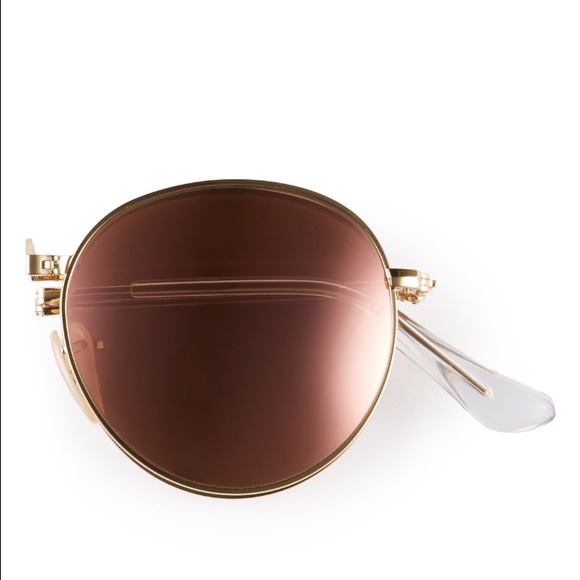 Ray Ban Folding Round Mirrored Sunglasses