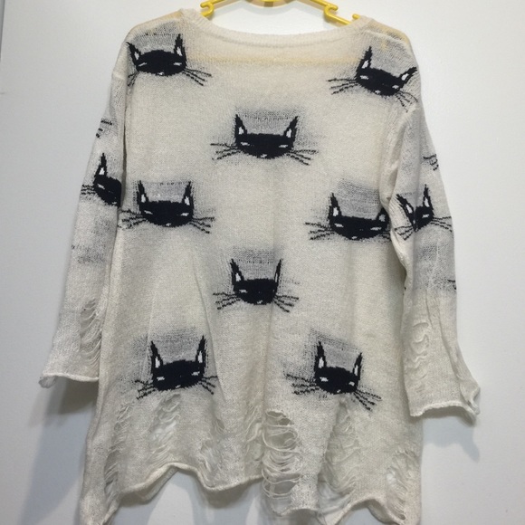 Wildfox Sweaters - WILDFOX CAT DISTRESSED SWEATER Wildfox Sweaters - WILDFOX CAT DISTRESSED SWEATER