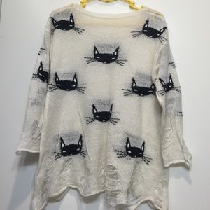 Wildfox Sweaters - WILDFOX CAT DISTRESSED SWEATER Wildfox Sweaters - WILDFOX CAT DISTRESSED SWEATER