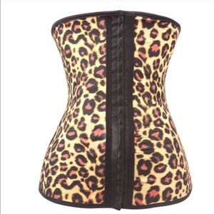 Leopard print latex steel boned waist trainer XL