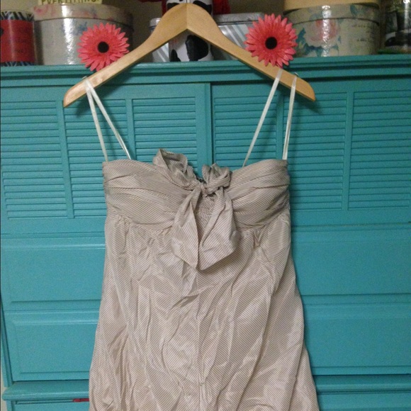 Strapless seersucker pattern party dress