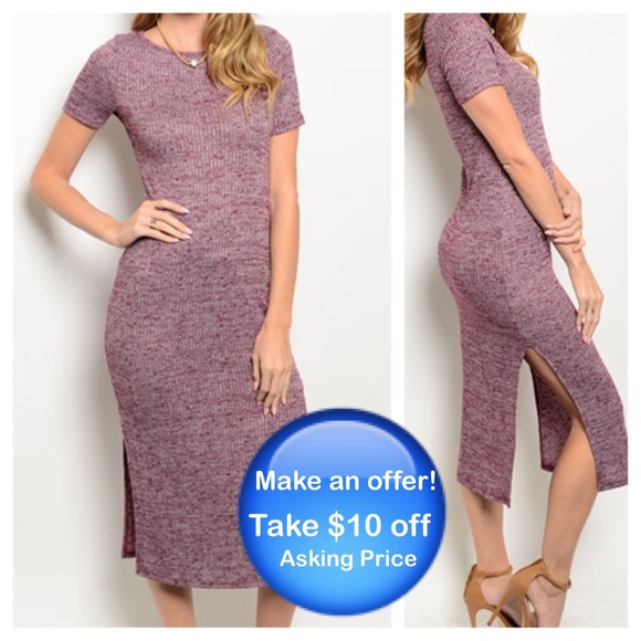 Florence Dresses & Skirts - 🎉🎉HP 1/3🎉🎉New - RIBBED BURGANDY DRESS