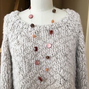 Beaded coral long necklace