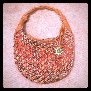 Jessica Simpson orange blue woven purse