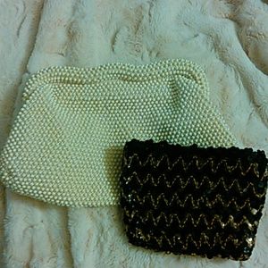 Corde bead off white and a blk small purse 2 for 1