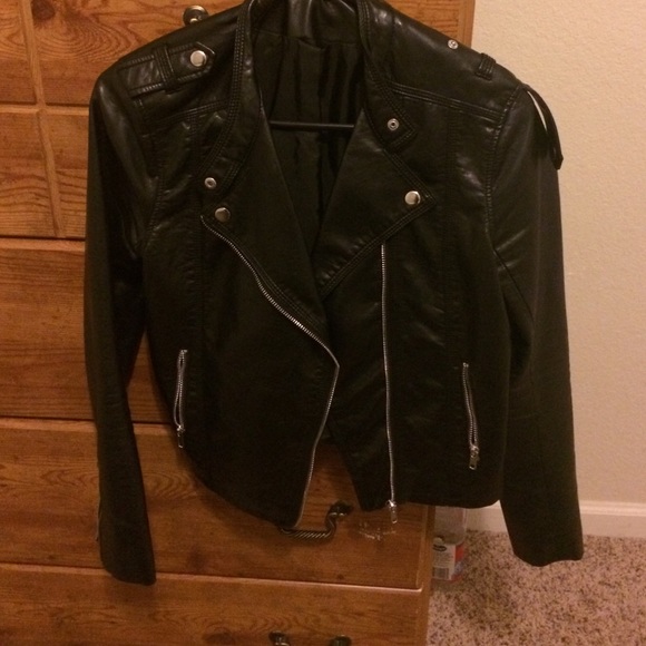 black faux leather Moto jacket