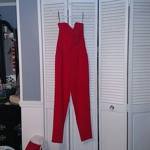 A stylish red jumpsuit