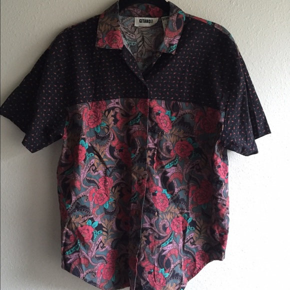 FOR SALE ON ETSY - Vintage Rose Floral Button Up - Picture 1 of 2