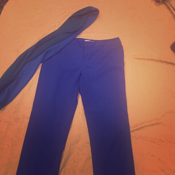 Slim fit cropped royal blue slacks