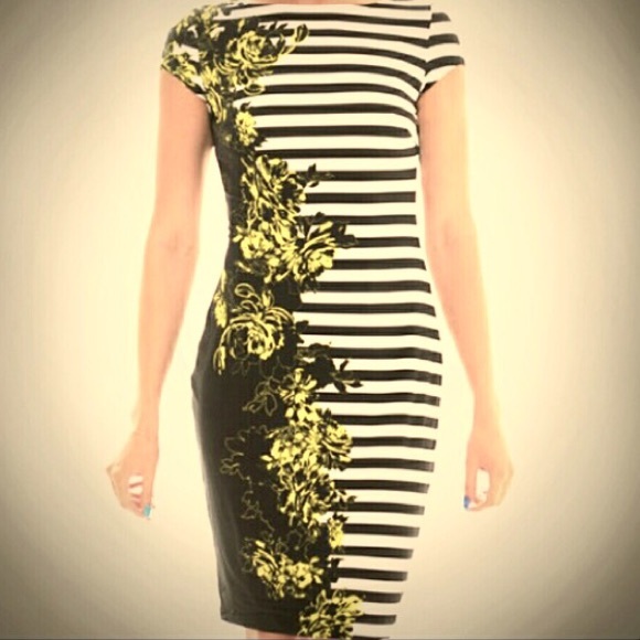 Cache Floral Contrast Bodycon Dress