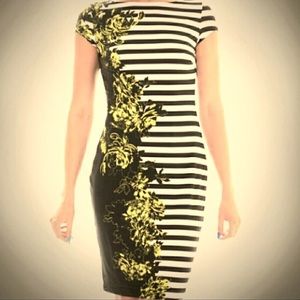 Cache Floral Contrast Bodycon Dress