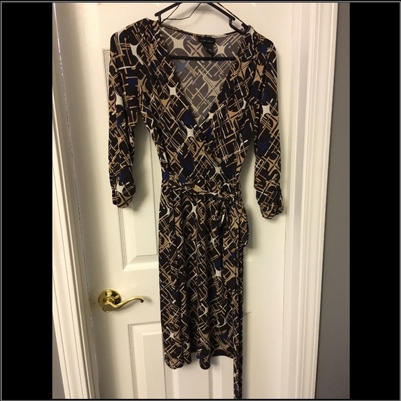 New York & Co. Brown/navy print dress XS