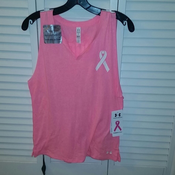 NWT, power in pink Under Armour cutoff tank