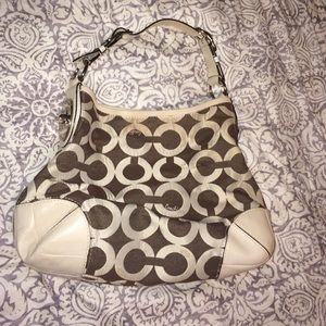 Genuine Coach white leather/canvas hobo!