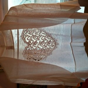 White bolero or shrug, lace heart cutout in back