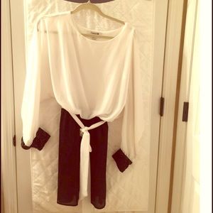 Black and White batwing chiffon dress