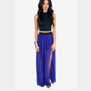 Tobi cobalt maxi skirt
