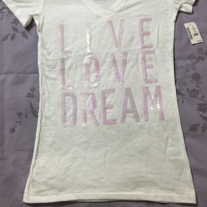 V-neck white Aeropostale shirt.