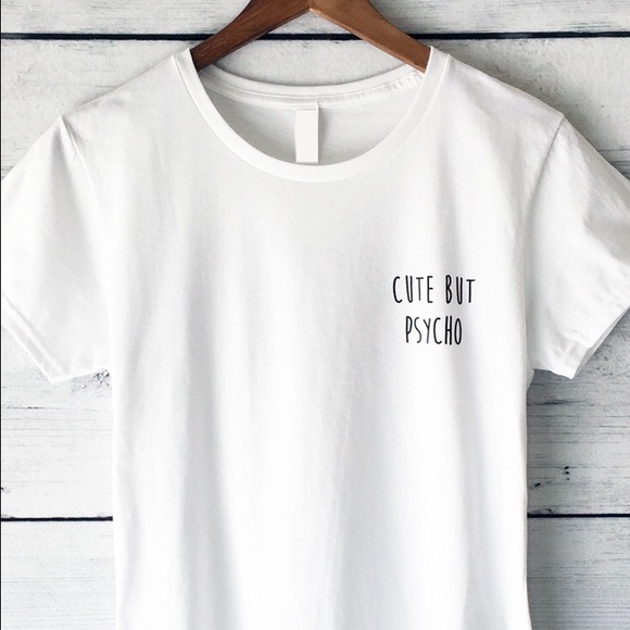 Cute But Psycho Tshirt in White - S, M, L - Picture 2 of 3