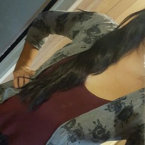 Grey Floral Cardigan