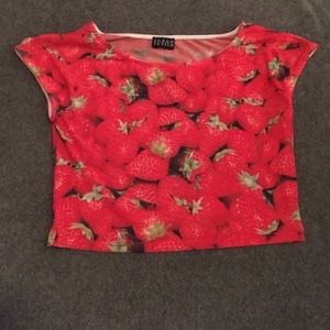 strawberry mesh crop top (Joyce Leslie)