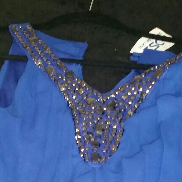 NEW Royal Blue Jeweled Tank Dress - Picture 2 of 4
