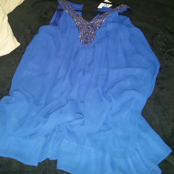 NEW Royal Blue Jeweled Tank Dress - Picture 3 of 4