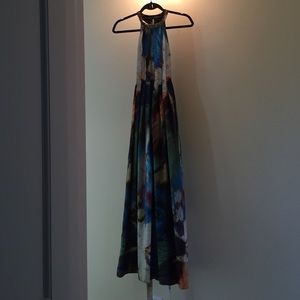 Anthropologie Full Length Rainbow Gown w/ Beading