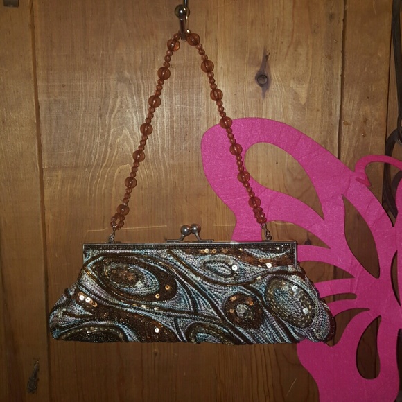 Vintage beaded sequin embroidered purse