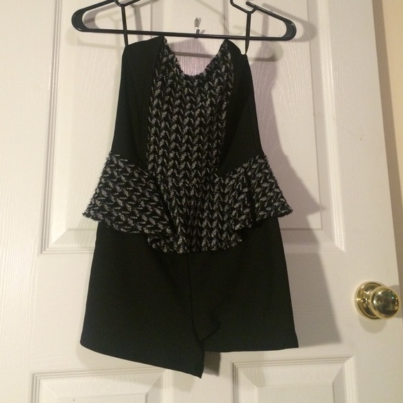 Black & chevron romper