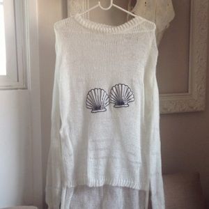 Mermaid shells distressed sweater