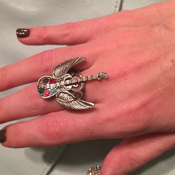 Stretchy Guitar Ring with Colorful Stones BOGOFREE