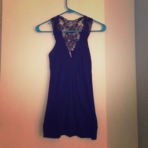 Black v neck tank with lace back