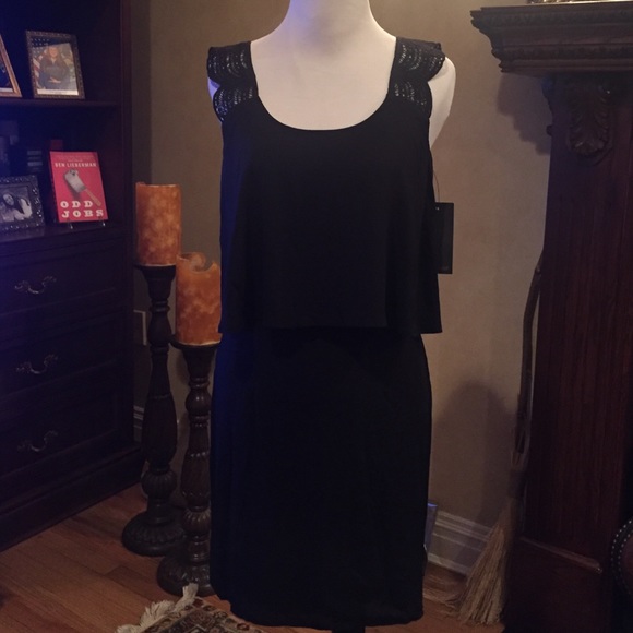Black dressy lacy shoulder 2nd layer fabric chest