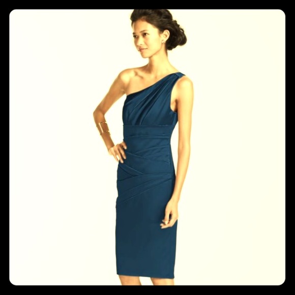 Navy David's Bridal cocktail dress