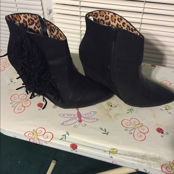 Size 12 Faux Suede Fringe Booties