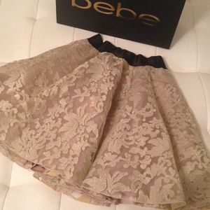 Bebe gold lace skirt