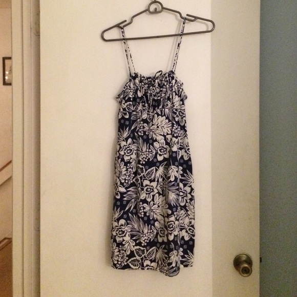 Blue and white flowered dress